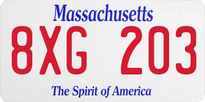 MA license plate 8XG203