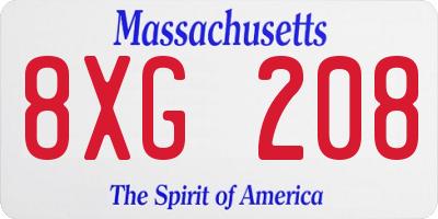 MA license plate 8XG208