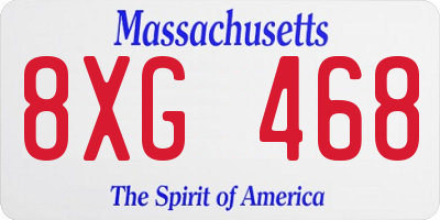 MA license plate 8XG468