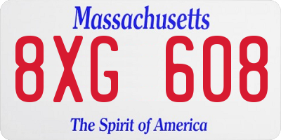 MA license plate 8XG608
