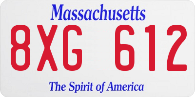 MA license plate 8XG612