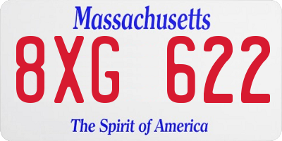 MA license plate 8XG622