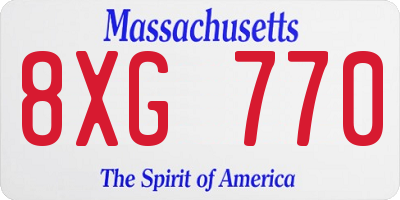 MA license plate 8XG770