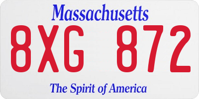 MA license plate 8XG872