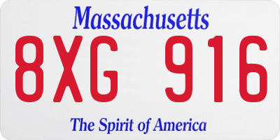MA license plate 8XG916