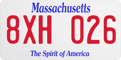MA license plate 8XH026