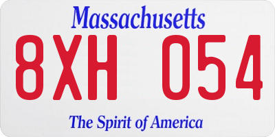 MA license plate 8XH054