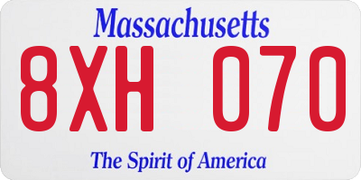 MA license plate 8XH070