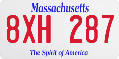 MA license plate 8XH287