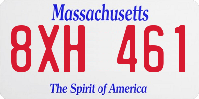 MA license plate 8XH461