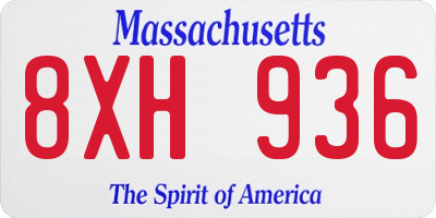 MA license plate 8XH936