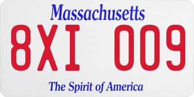 MA license plate 8XI009
