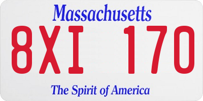 MA license plate 8XI170