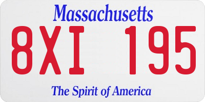 MA license plate 8XI195