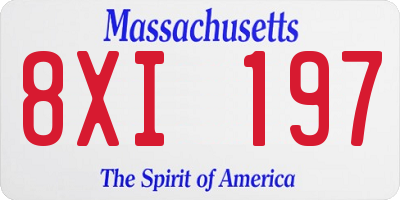 MA license plate 8XI197