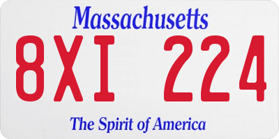 MA license plate 8XI224