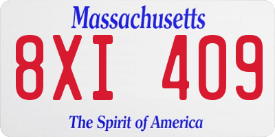 MA license plate 8XI409