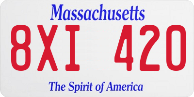 MA license plate 8XI420