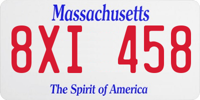 MA license plate 8XI458