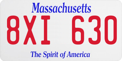 MA license plate 8XI630