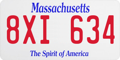 MA license plate 8XI634