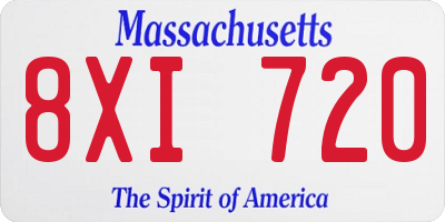 MA license plate 8XI720