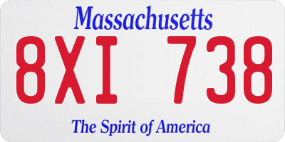 MA license plate 8XI738