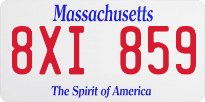 MA license plate 8XI859