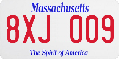 MA license plate 8XJ009