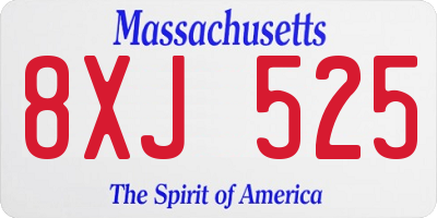 MA license plate 8XJ525