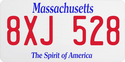 MA license plate 8XJ528