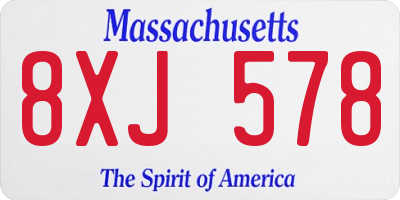 MA license plate 8XJ578