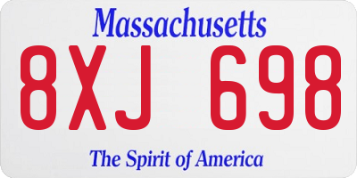 MA license plate 8XJ698