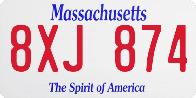 MA license plate 8XJ874
