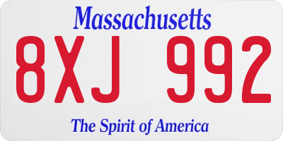 MA license plate 8XJ992