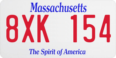 MA license plate 8XK154