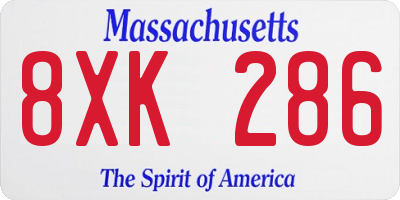 MA license plate 8XK286