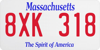 MA license plate 8XK318