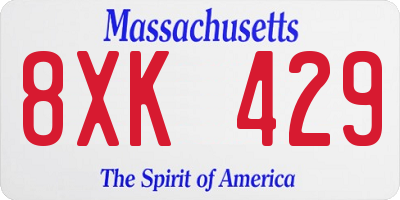 MA license plate 8XK429