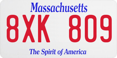 MA license plate 8XK809