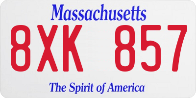 MA license plate 8XK857