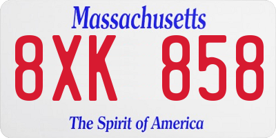 MA license plate 8XK858