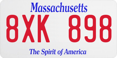 MA license plate 8XK898