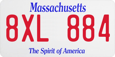 MA license plate 8XL884