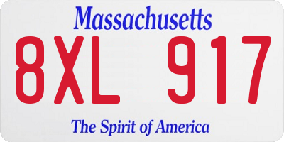 MA license plate 8XL917