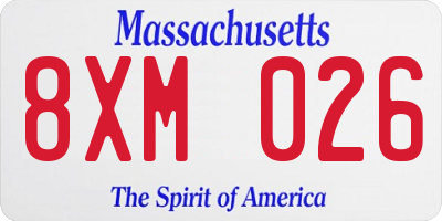 MA license plate 8XM026