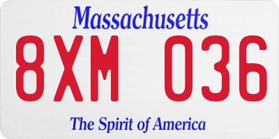 MA license plate 8XM036