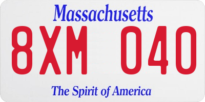 MA license plate 8XM040