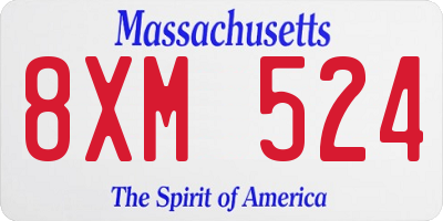 MA license plate 8XM524
