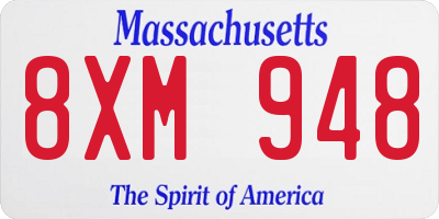MA license plate 8XM948